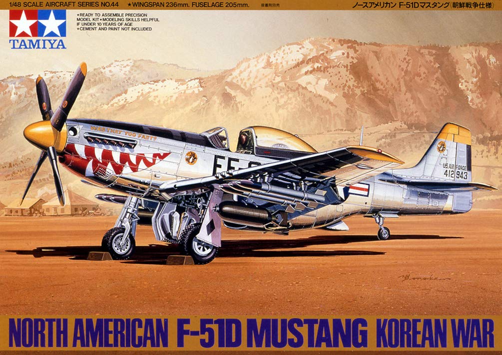 Tamiya 1/48 Masterpiece Aircraft Series No. 44 U.S. Army North American F-51D Mustang Korean War Version Plastic Model Kit 61044