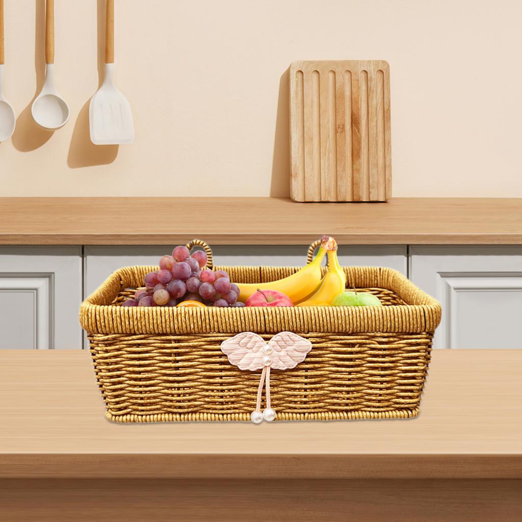 Imitation Basket Woven in Rattan, Kitchen Editing Organizer, Storage Organizer Hanging Basket