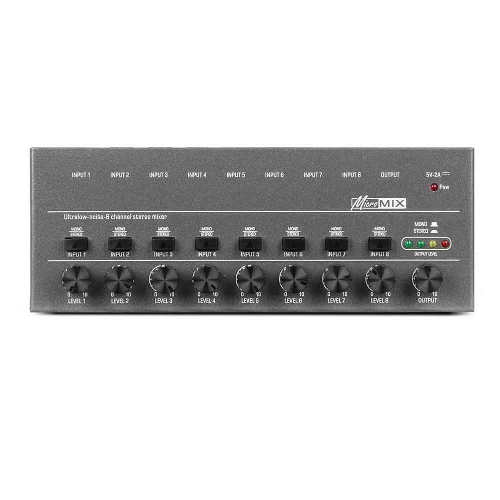 4/6/8 Channels Line Mixer Easy Operation TYPE-C 5V 2A Keyboards Mixer Bass Mixer Perfect for Small Clubs and Bars for Sub-Mixing
