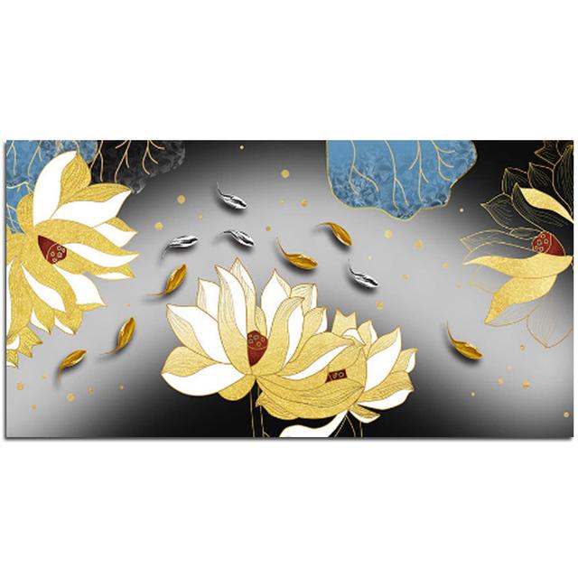 Modern New Chinese Style Watercolor Lotus Flower Fish Wall Pictures For Living Room Home Decor Canvas Print Poster Gallery Art No Frame