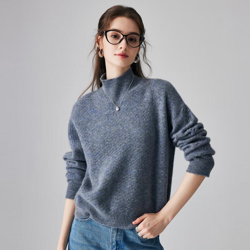 PALUOPO Women's Semi-High Collar Cashmere Blend Sweater