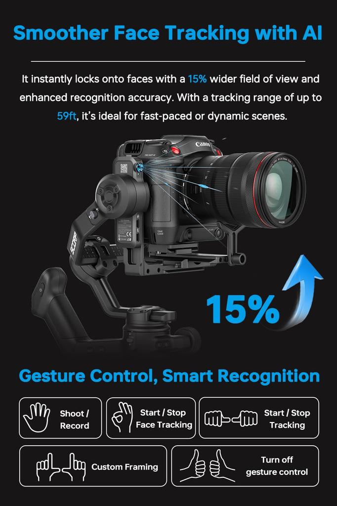 FeiyuTech SCORP 3 Camera Gimbal 3-Axis Stabilizer 3.5kg Payload Detachable Remote Handle AI Tracking 4.0 OLED Touchscreen Vertical Shooting DSLR