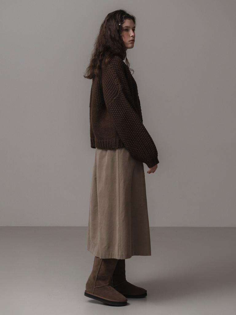 Themitten Woolly Duffle Cardigan (Brown)