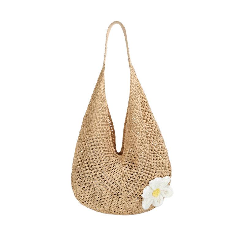 Woven Bag Spring Fashion Large Capacity Tote Bag Shoulder Underarm Women'S Bag Vacation Beach Bag