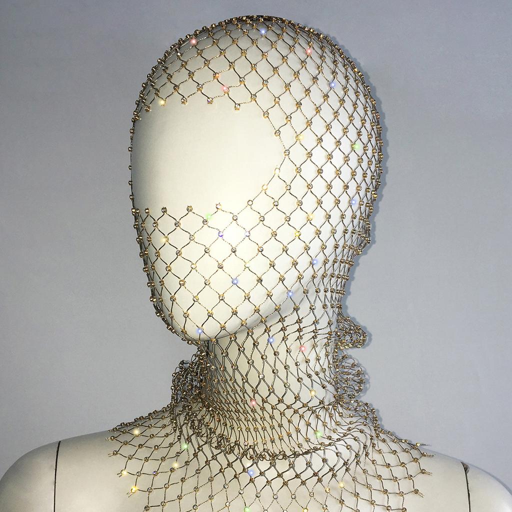 Fashion Bling Rhinestone Face Mask Full Coverage Sun Protection Stylish Face Shield Headgear