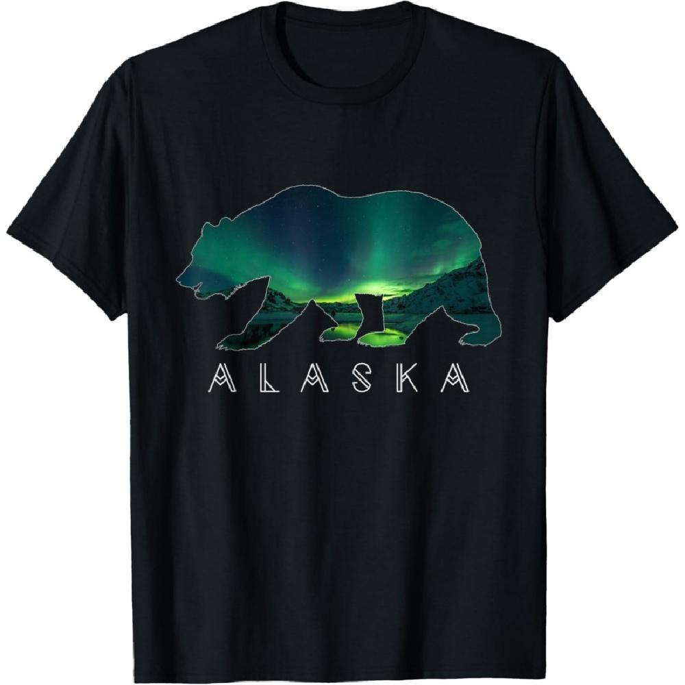 

Alaskan Bear with Aurora Borealis & Icy Mountain T Shirt T-Shirt XXXXXL чёрный