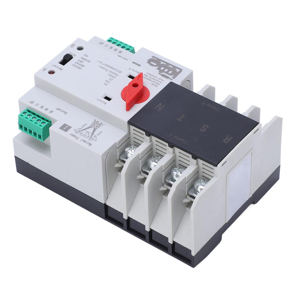 4P Dual Power Automatic Transfer Switch Uninterrupted Toggle Controller for Home Appliance AC230V Coil 63A
