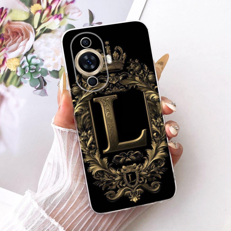 For Huawei nova 11 11se 11pro Case For Huawei nova 11 Pro Cover Clear Luxury A-Z Letters Cool Crown 2D Painted Soft Casing