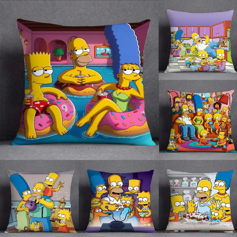 Cartoon SSimpsons Pillow Case Square DoubleSided Printing Sofa Cushion Cover Pillowcase Bedroom Bedside