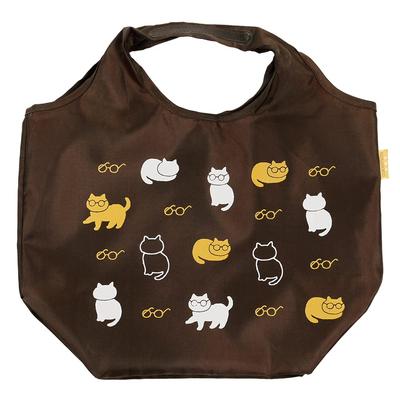 Eco Tote Small Cat Glasses Brown [Hamamonyo]