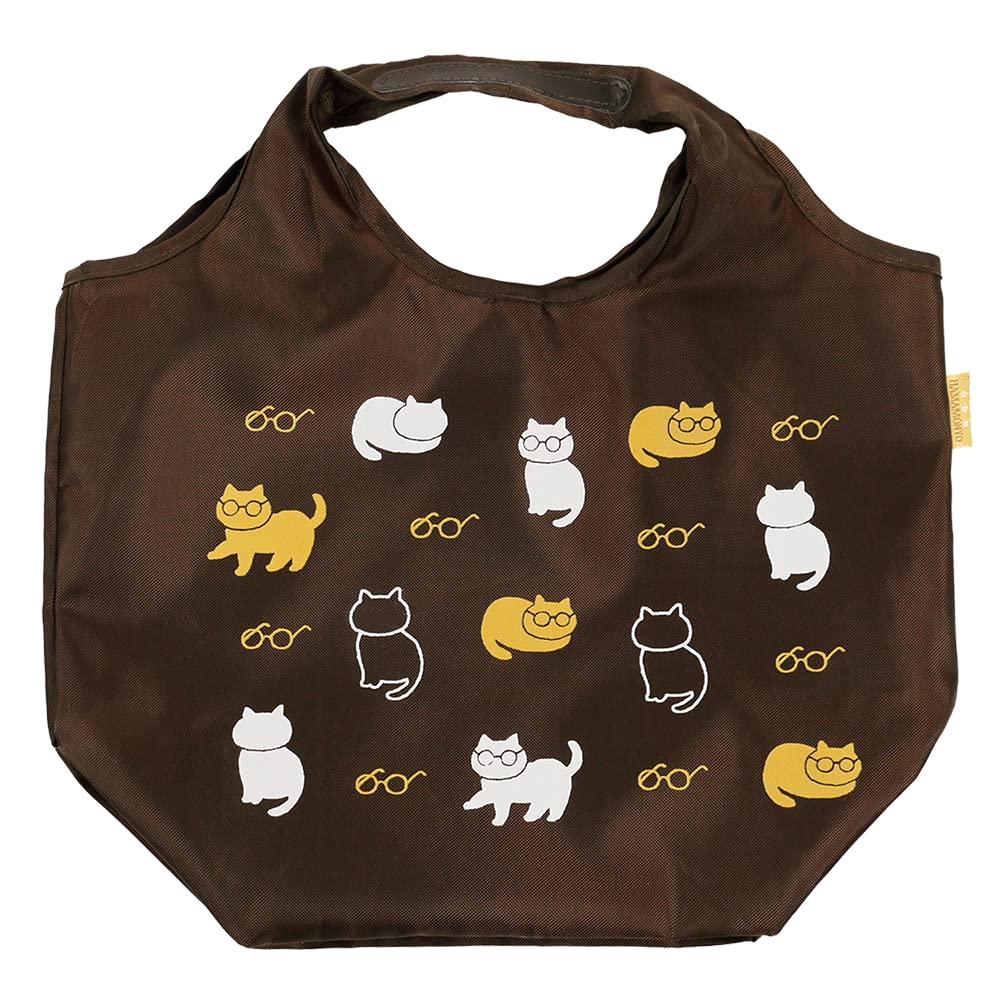 Eco Tote Small Cat Glasses Brown [Hamamonyo]