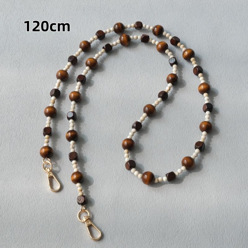 Neue Mode Damen Tasche Accessoire Abnehmbare Holzperlenketten Niedlicher Acryl Luxus Riemen Damen Elegante Tasche Schultergriff Kette