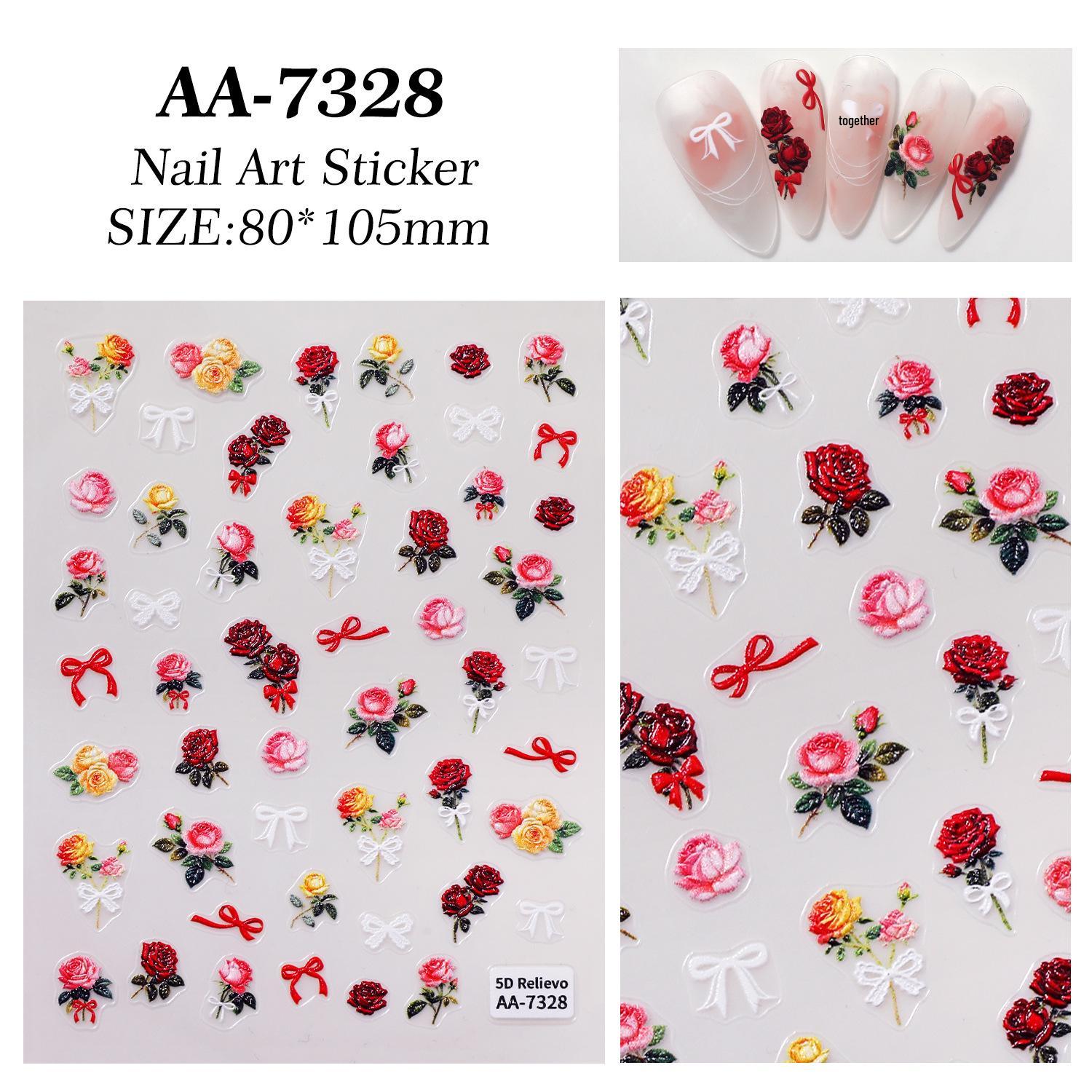 3D тисненые наклейки для нейл-арта с розами: Холодный Гламур Сделай Сам Стиль АА
