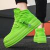 Ins Hip Hop High Top Leather Boots Student High Sole Casual Harajuku Sports Board Shoes Fluorescent Green Street Dance Shoes