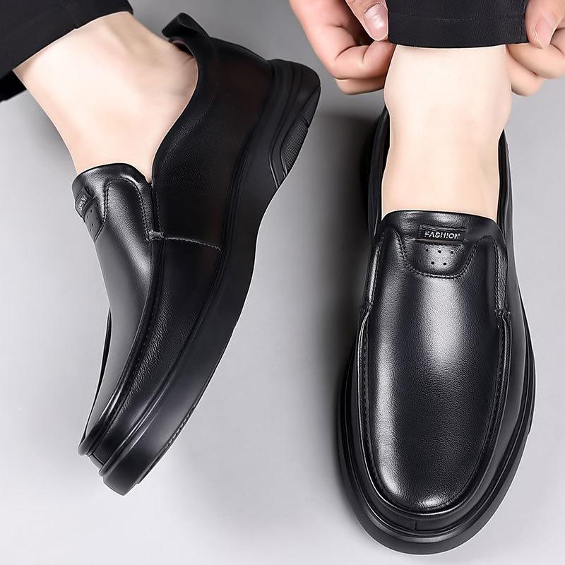 Large size men's shoes 2025 autumn business professional leather shoes men's genuine leather foot cover soft leather men's shoes middle-aged and el