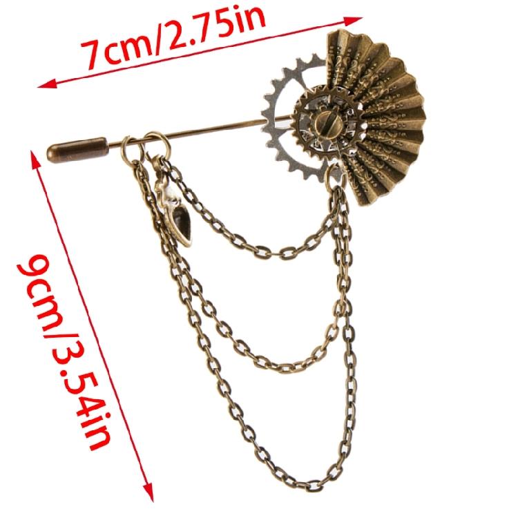 Mechanical Gear Brooches Wedding Lapel Pin Suit Pin Elegant Gear Chain