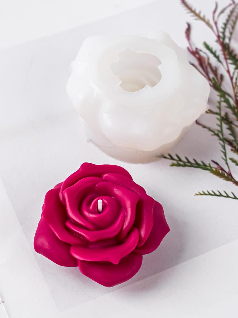 3D Ros Blomma Doftljus Silikonform DIY Pion Handgjord Tvål Gips Choklad Bakning Hantverk Gjutformar Heminredning Gåva