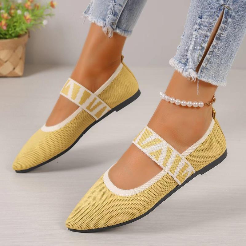 Women's Ballet Flats Casual Shoes Low Heel Elegant Women's Sneakers Comfortable Pointed Toe Mesh Breathable Work Shoes