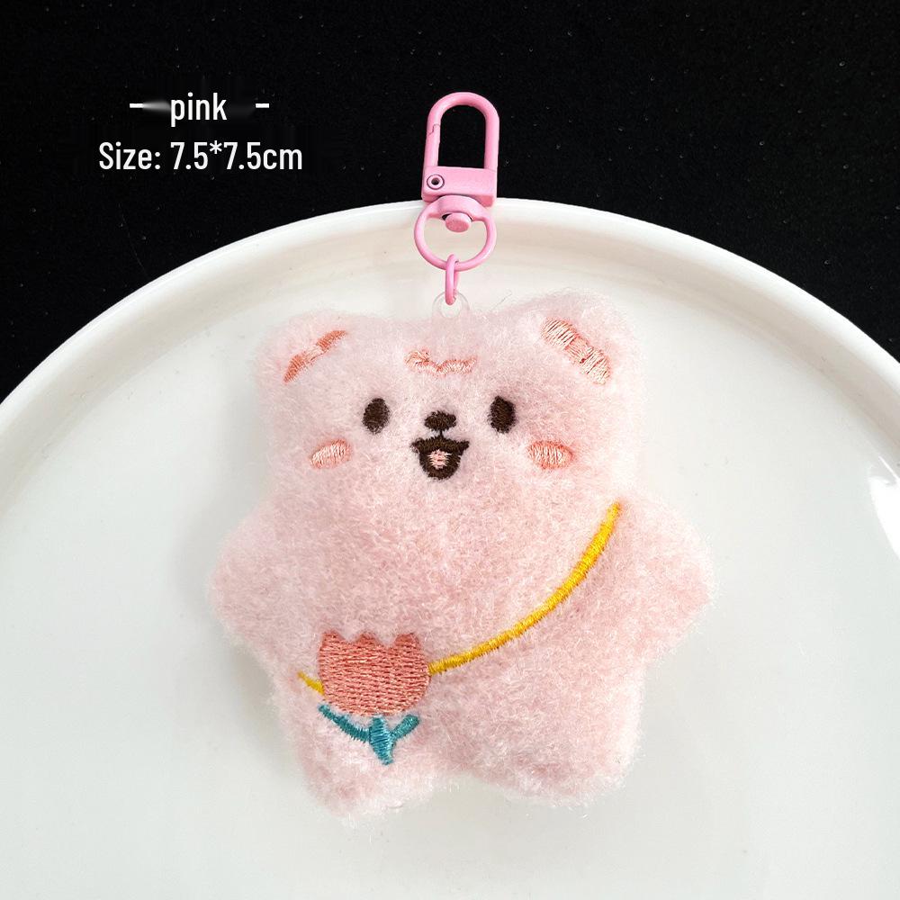 Милый пищащий брелок в виде мультяшного медвежонка, плюшевый кулон - маленький девчачий подарок розовый