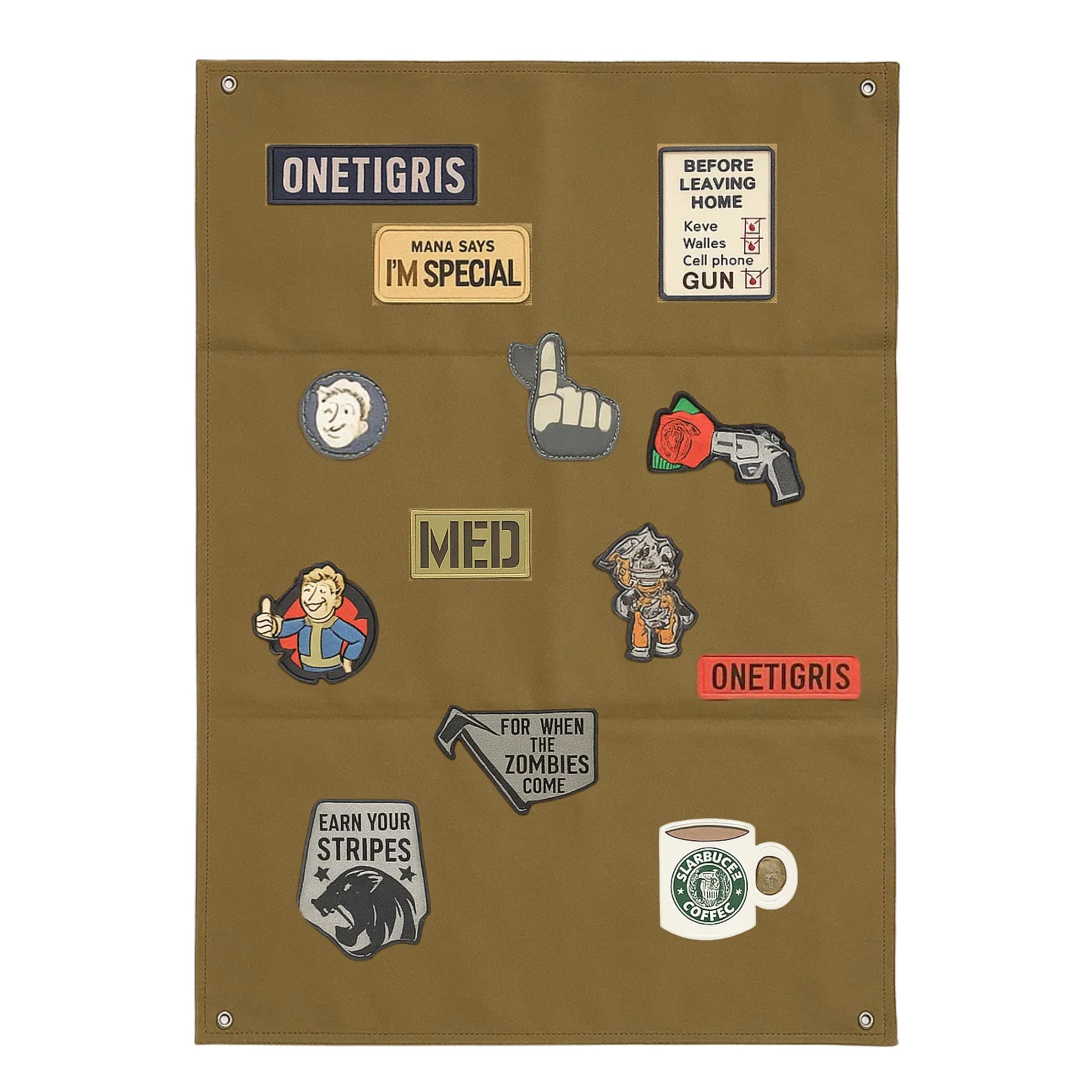 

East Leaf Patch Holder, Velcro Compatible, Wall-Mounted, for Display, Molle System, Khaki