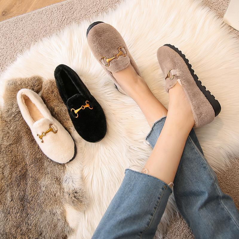 Mao Mao Shoes Women's Winter Wear 2025 Mink Hair Doudou Shoes Thick-soled Velvet Thermal Cotton Shoes Large Size Velvet Thicker