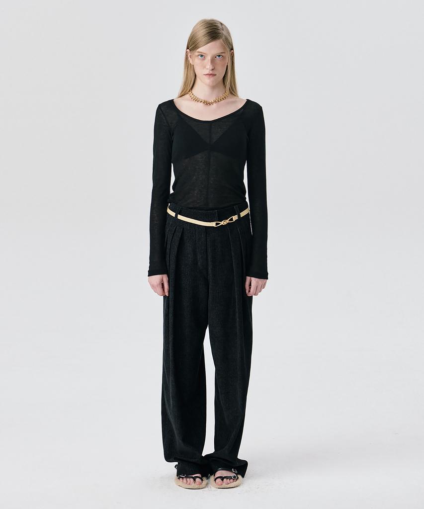 WNDERKAMMER U Neck Sheer T_Black1(U-Neck Sheer Tee_Black)