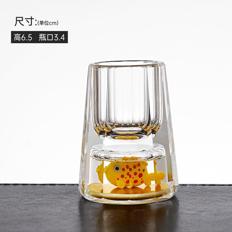Creative Crystal Baijiu Cup High-Grade Jinshan Cup Gold Foil Baijiu Cup Household One-Bite Cup Set Wine Set Gift Box Packaging