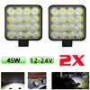 1/2PCS 45W Mini Square LED Work Light - Powerful Flood/Spot Lamp for Off-Road Cars Trucks ATV UTV SUVs