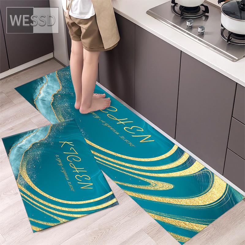 Non-slip Washable Kitchen Mats Set 2 Pieces Modern Floor Mat Home Black Rug For Living Room Bedside Mat