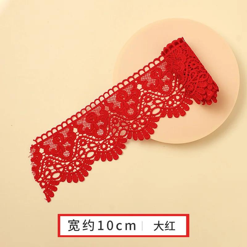 Colorful Hollow Out Floral Embroidered Lace Ribbon DIY Apparel Sewing Fabric 10cm Wide Handmade Crafts Water Soluble Lace Tape