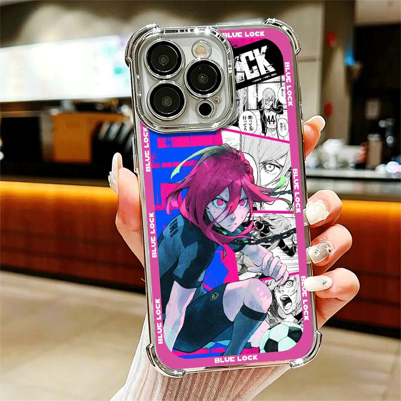 Anime Blue L-Lock Manga Soft Phone Case For iPhone 15 16 17 Air 14 Pro Max 16E Plus 13 12 Mini Plating Anti-Fall Fundas