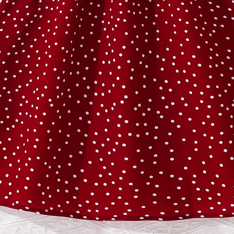 Dětské Letní Dívčí 4-12 Let Červené Bez Rukávů Létající Rukáv Puntíkované V-výstřih V pase Šaty Jednoduché Temperament Denní Styl