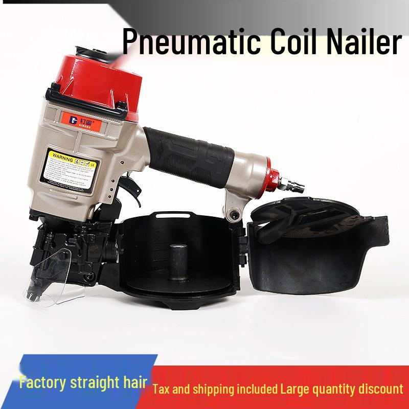 Pneumatic Coil Nailer: CN55, CN70, CN80 for Packaging, Pallets, Box Nailing with Threaded and Smooth Shank Nails.