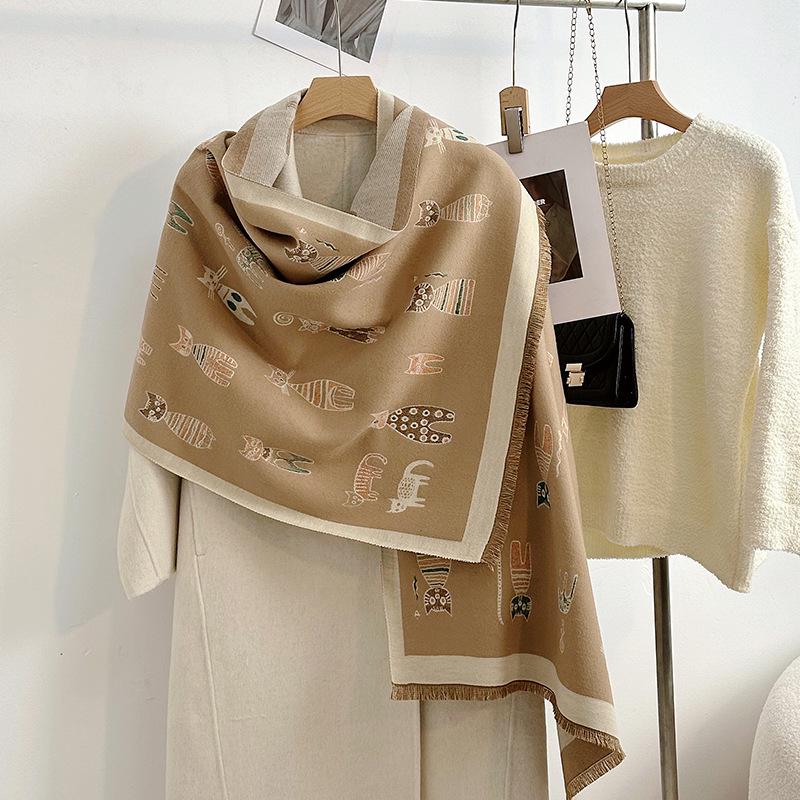 Women's Korean Style Cashew-Patterned Winter Scarf Shawl