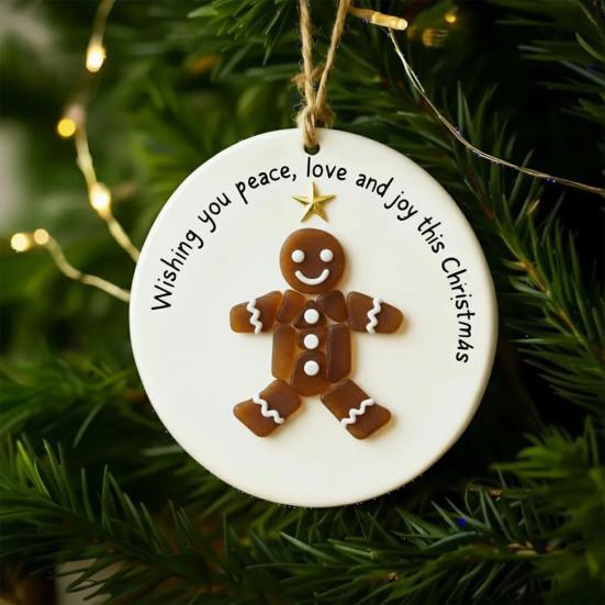 Sea Glass Christmas Ornament Handcrafted Sea Glass Santa/Candy Cane/Tree/Gingerbread Hanging Decor Acrylic Coastal Ornament for Xmas Tree Decor