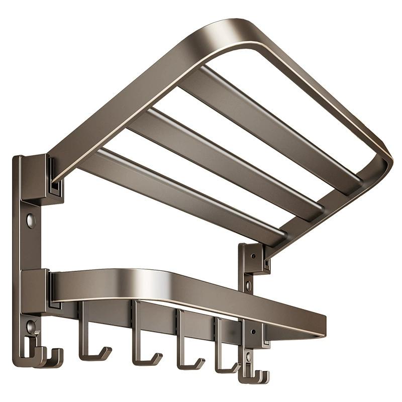 Toallero plegable para baño, estante de almacenamiento sin perforaciones, organizador de pared