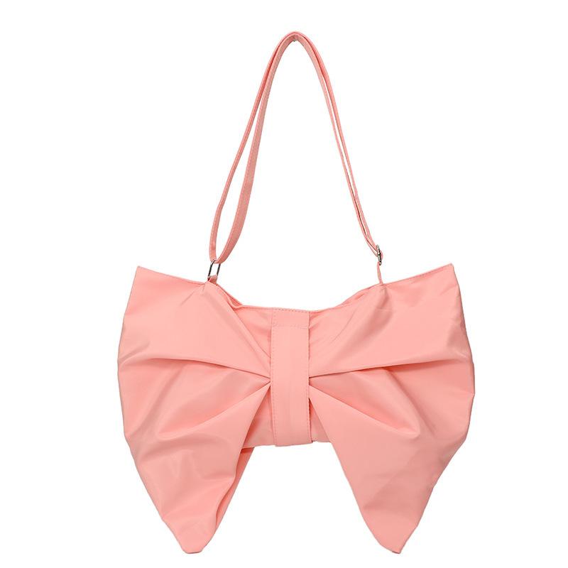 

Korean version of bow women s bag 2025 new fashion pleated shoulder bag ins Internet celebrity large capacity messenger armpit bag рожевий