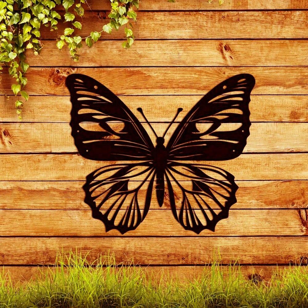 1pc Elegant Metal Butterfly Wall Art Decor, Outdoor Large Garden Art, Housewarming Decoration, Modern Home Decorative Hangings