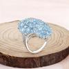 Luxury Silver Ring with 13ct Sky Blue Topaz And Brazilian Gemstones for Women Eye-Catching Colorful Fine Jewelry for Parties