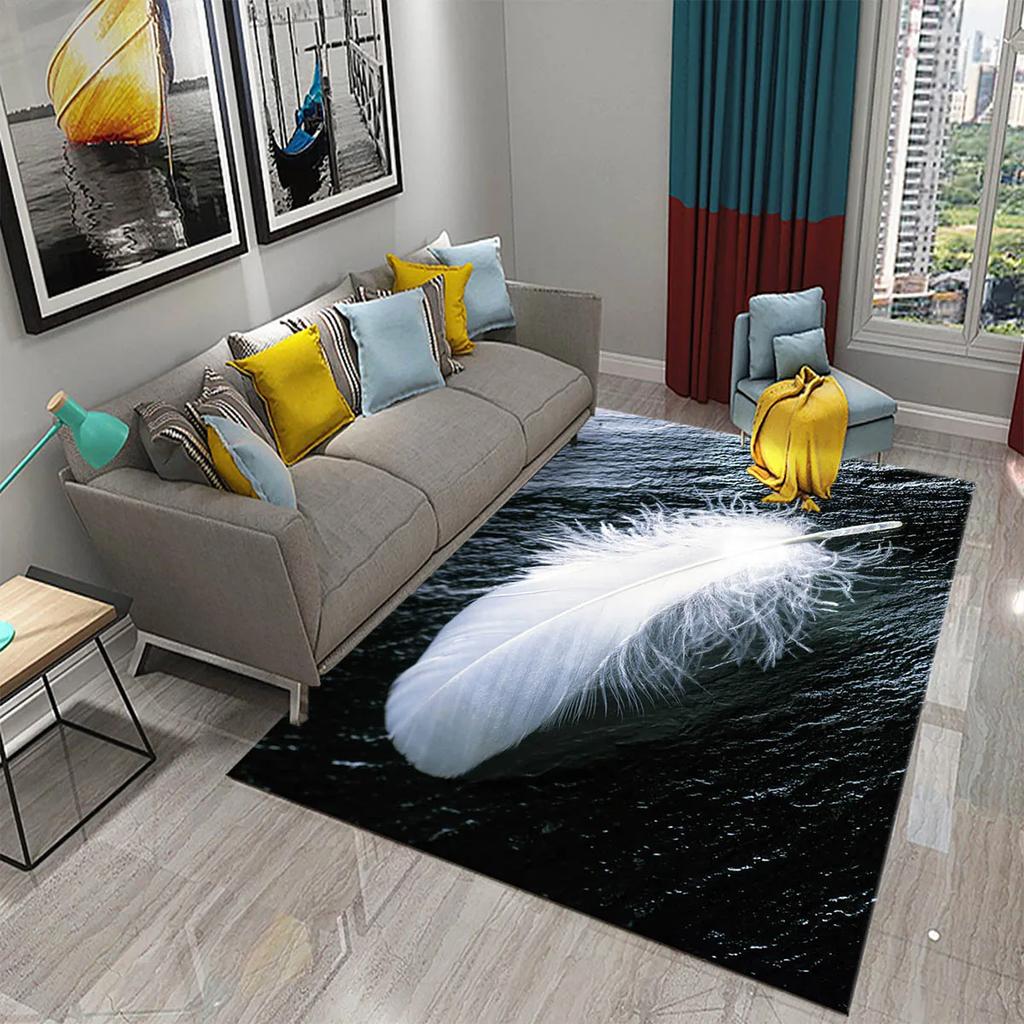 Colorful Feather Carpet for  Living Room Sofa Coffee Table Light Luxury Carpet Family Bedroom Bedside Rugs Bathroom Non-slip Rug