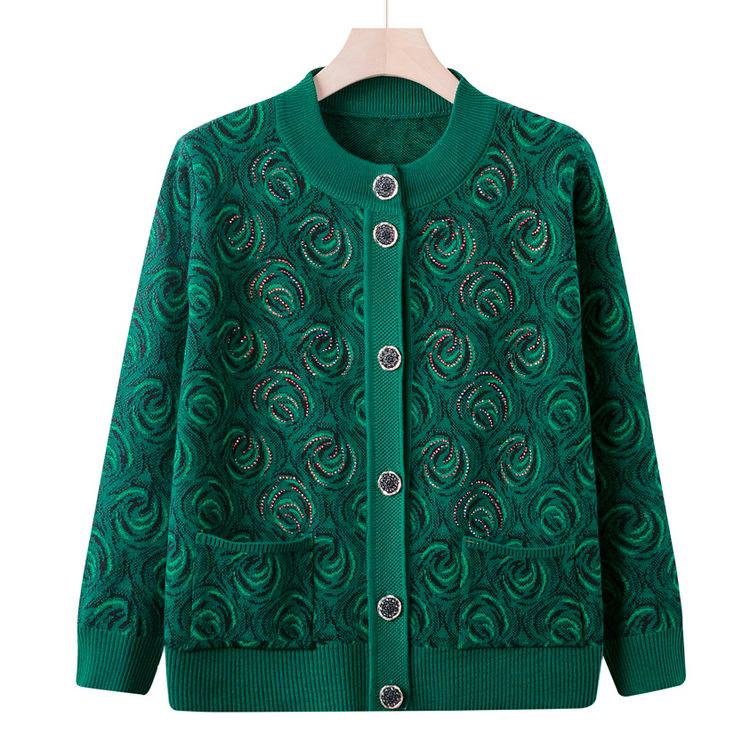 

Модная одежда для мамы Свитер-жакет с круглым вырезом для женщин среднего и пожилого возраста Осенний свитер Кардиган с круглым вырезом для бабушки и пожилой женщины 4XL