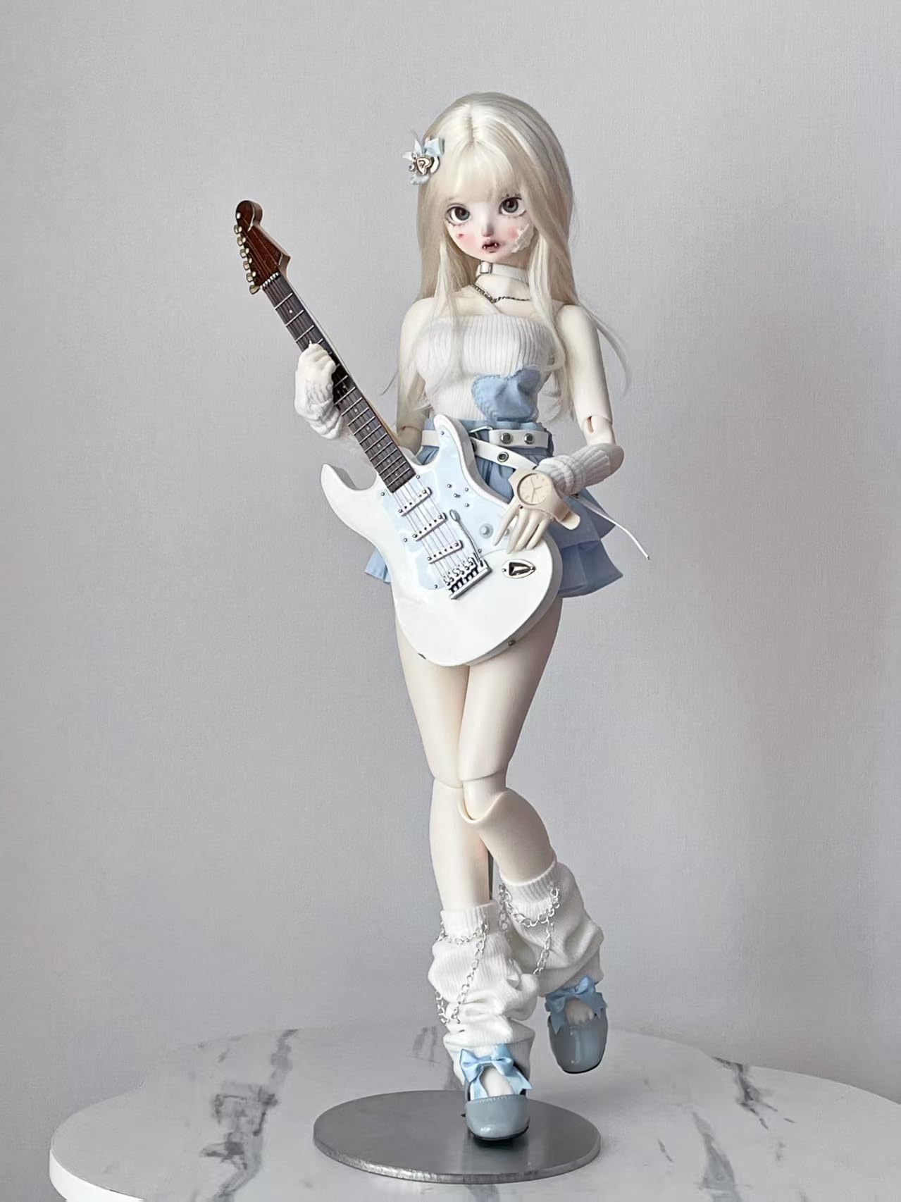 

HAMRETHYPPZ 14 Шарнирная кукла BJD Платье Костюм куклы Наряд горничной Белый костюм с юбкой для шарнирной куклы, Стильный белый плиссированный костюм,