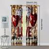 2pc,  Window Curtains Valentine's Day Truck Background Romantic Love Balloons Versatile Fabric,Without Electricity Festive