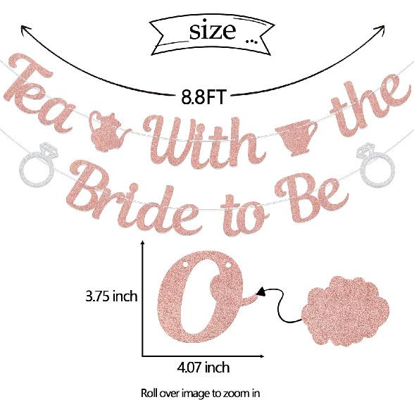 Tea With the Bride to Be Banner, Bridal Shower Decorations, Engagement Wedding Decorations, Let's Partea Bachelorette Party Supplies Rose Gold &