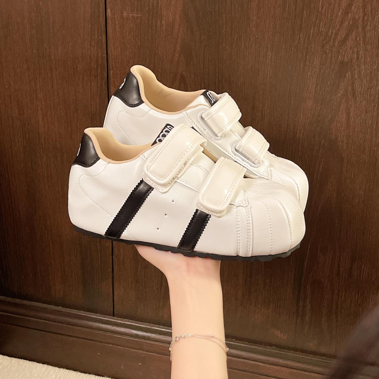 

H Velcro 55 Ugly cute shell head German training bread shoes women s 2025 new versatile inner height increase casual small board shoes 35