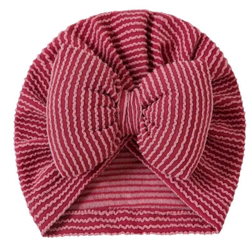 Infant Striped Hat with Bowknot Comfortable Cotton Blend Headwear Unisex Baby Striped Hat Comfortable for Boy & Girls