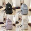 Star Pattern Simple Student Backpack With Plush Pendant For Casual Daily