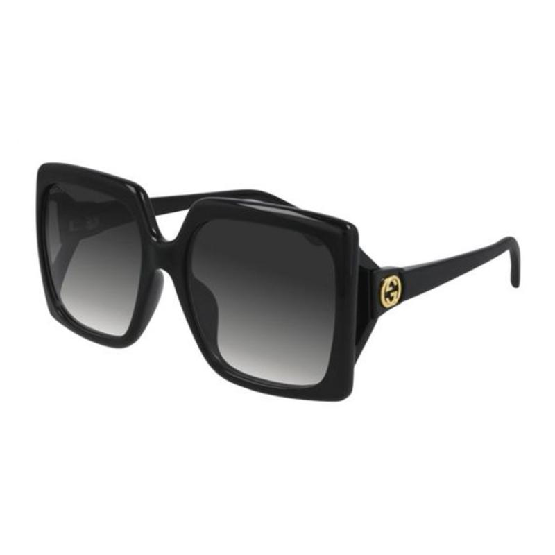 Gucci Double G Full Frame Black Plate Frame Square Sunglasses Women's Model
