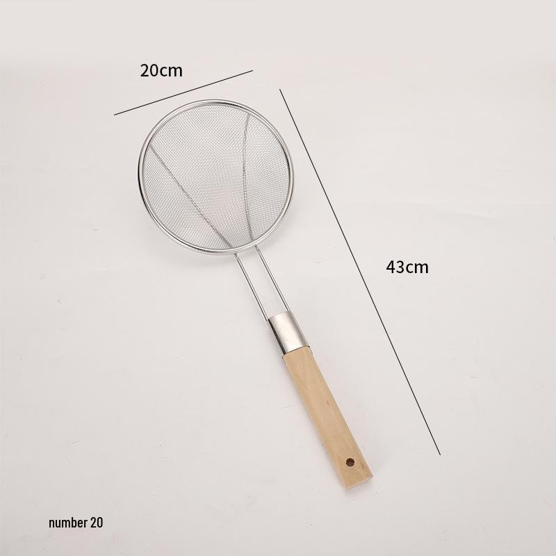 Stainless Steel Ultra-Fine Skimmer with Wooden Handle for Household and Commercial Use