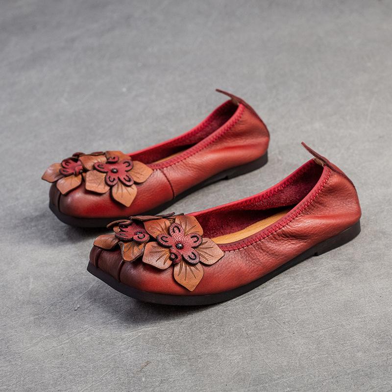 Fashion GKTINOO Genuine Leather Loafers For Women 2024 Flower Woman Flats Mocassins Femme Women's Loafers Spring Summer Slip-On Shoes